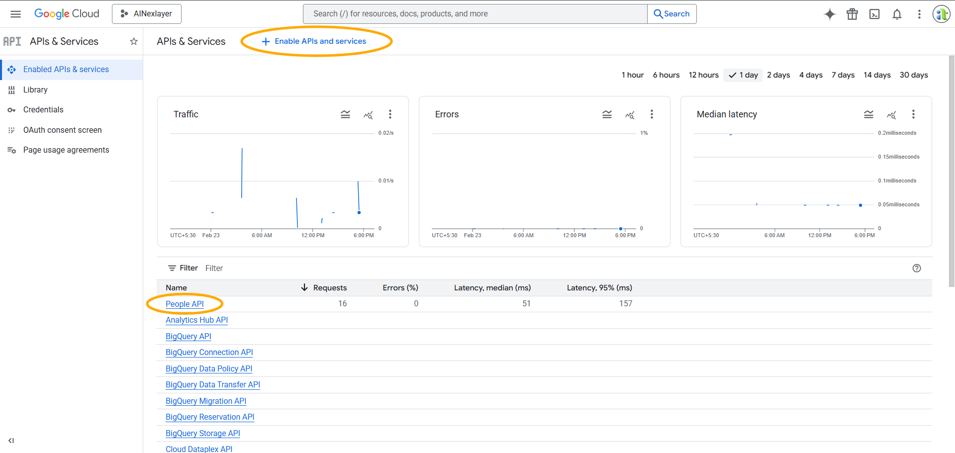 Google Developer Console People API