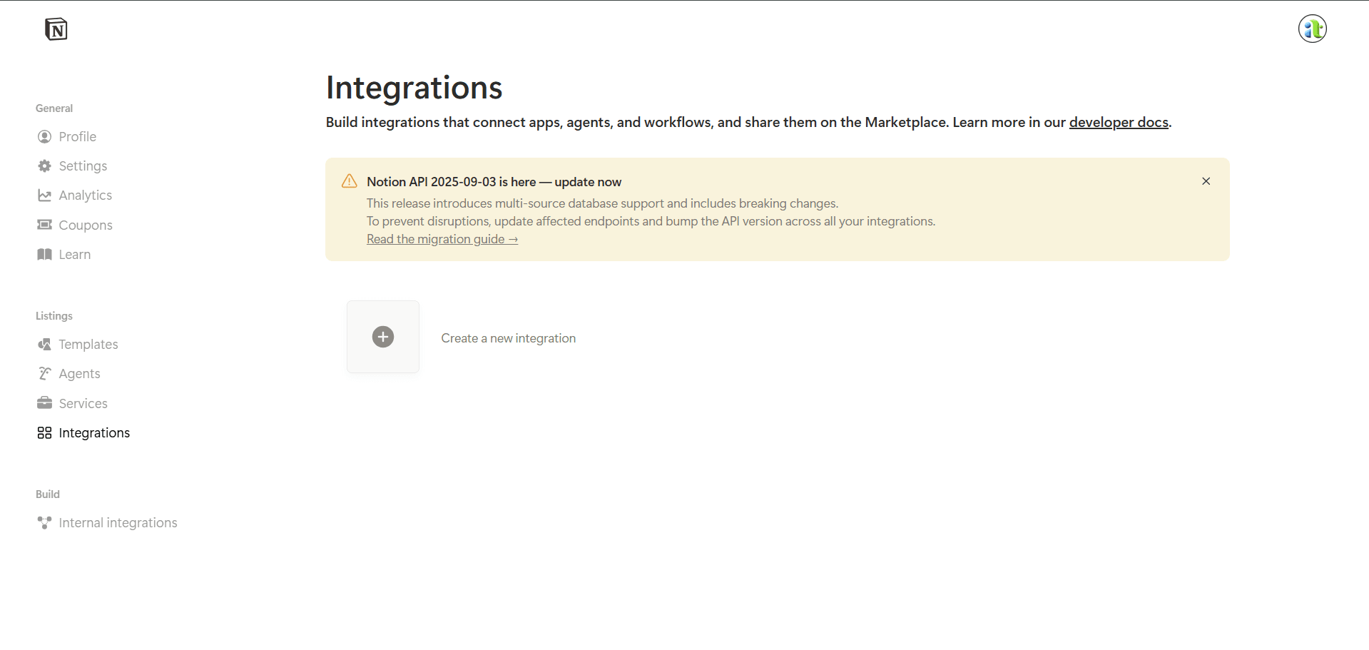 Notion Integrations Dashboard