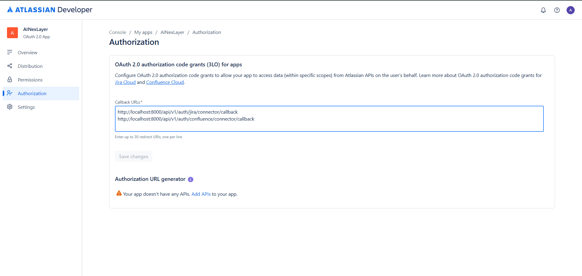 Authorization Callback URLs