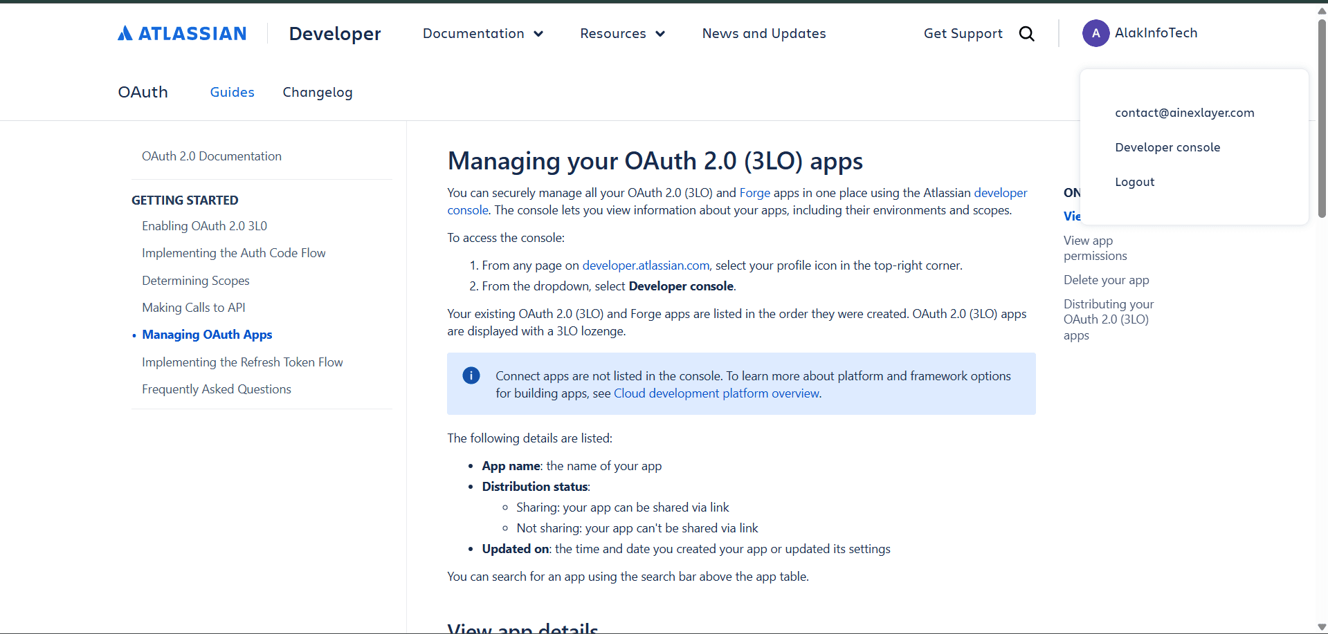 Atlassian Developer Console Access