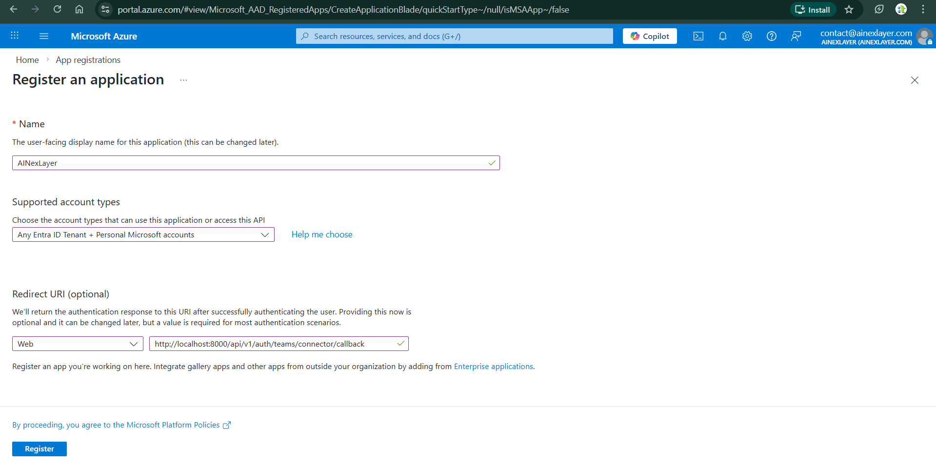Register Application Form